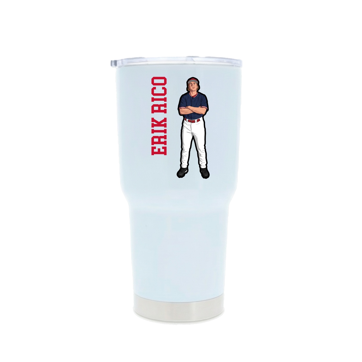 30oz Stainless Steel Tumbler — Name Vertical in White