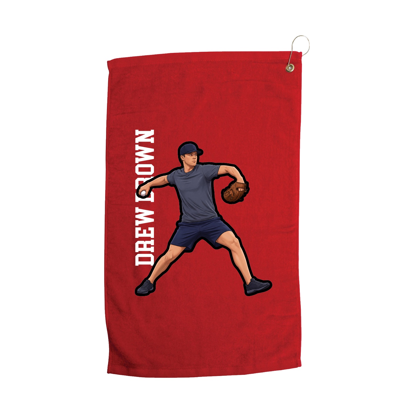Golf Towel — Name Vertical in Red