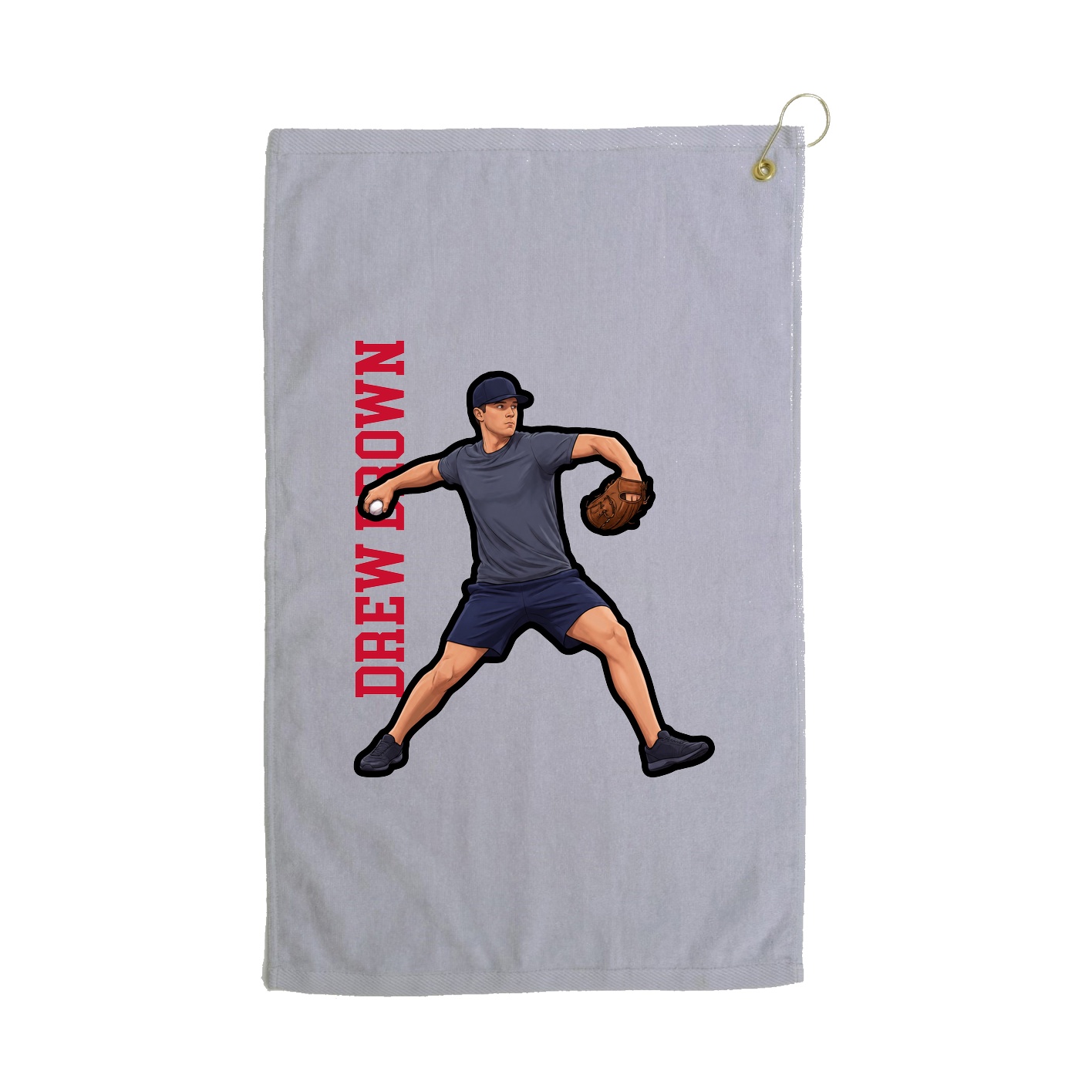 Golf Towel — Name Vertical in Grey