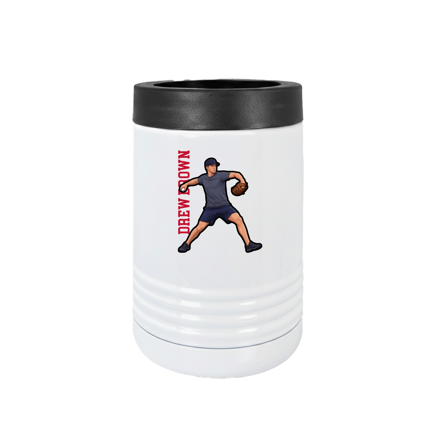 Beverage Holder — Name Vertical in White