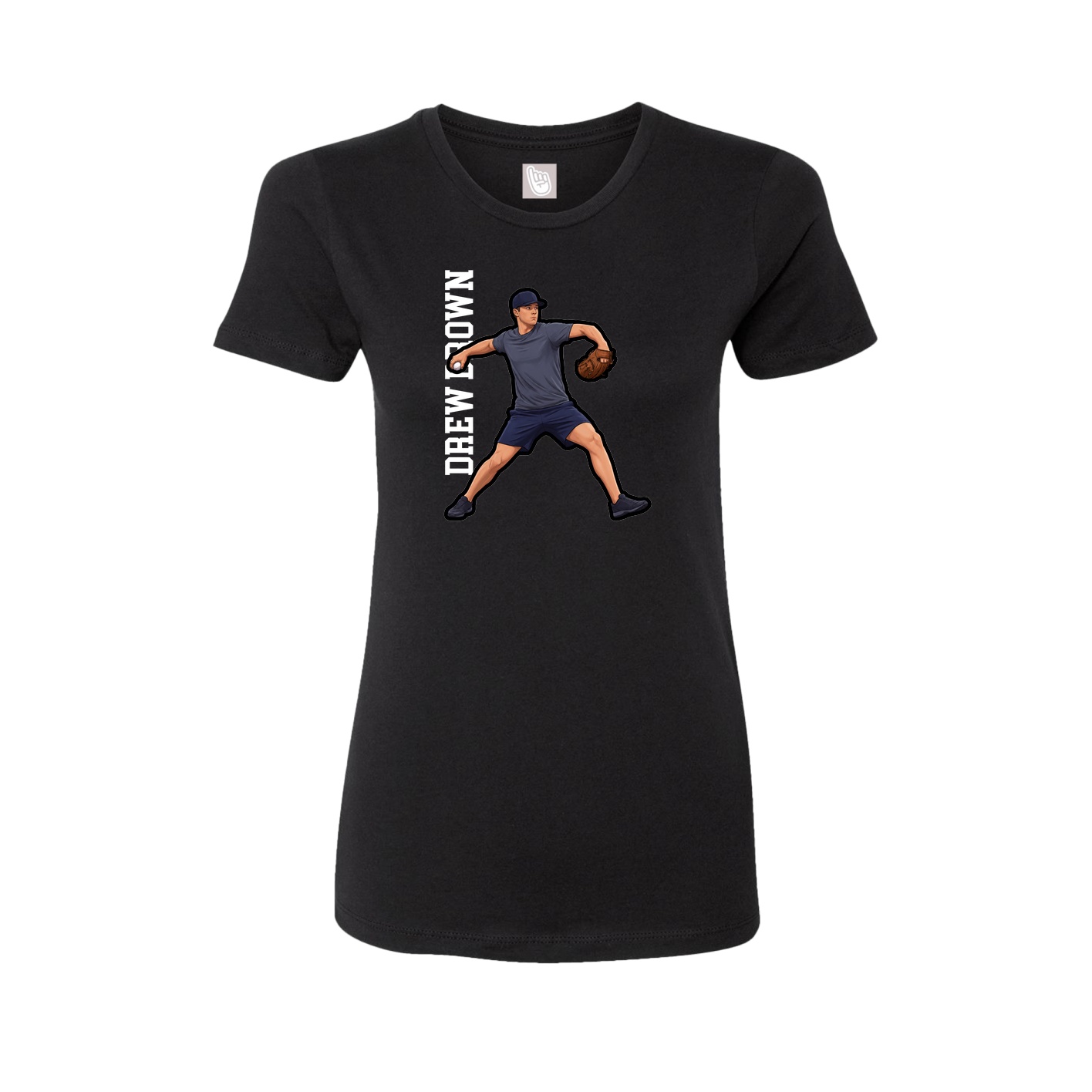 Fitted Women's Tee — Name Vertical in Black