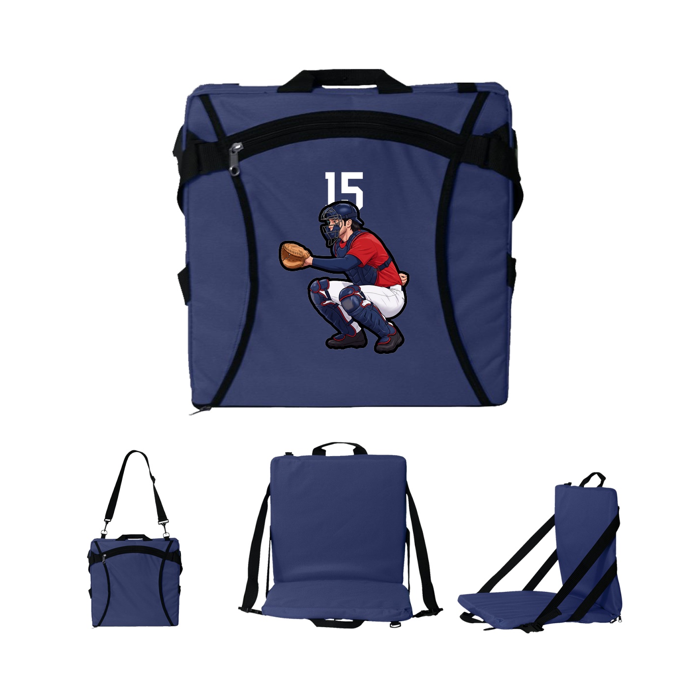 Folding Stadium Seat — Number Top in Navy