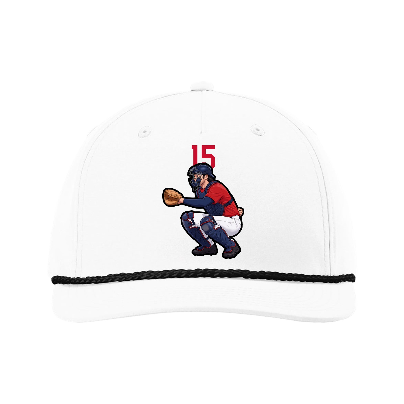 Five-Panel Classic Rope Cap — Number Top in White