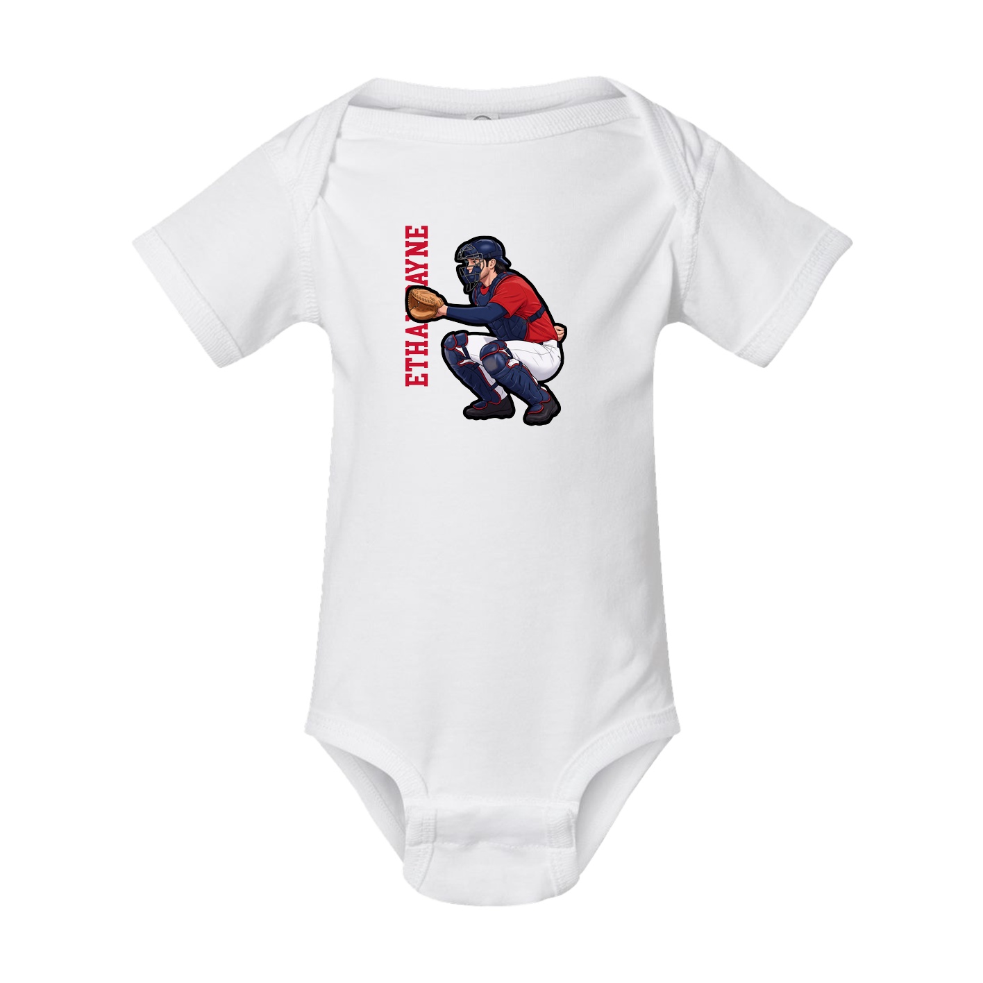 Baby Onesie — Name Vertical in White