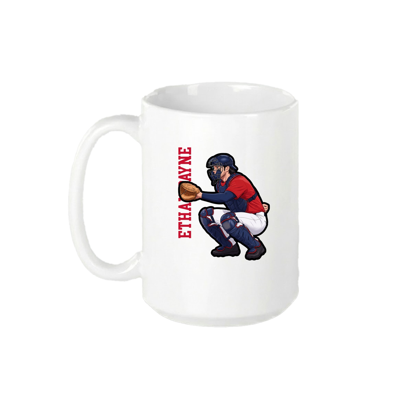 15oz Coffee Mug — Name Vertical in White