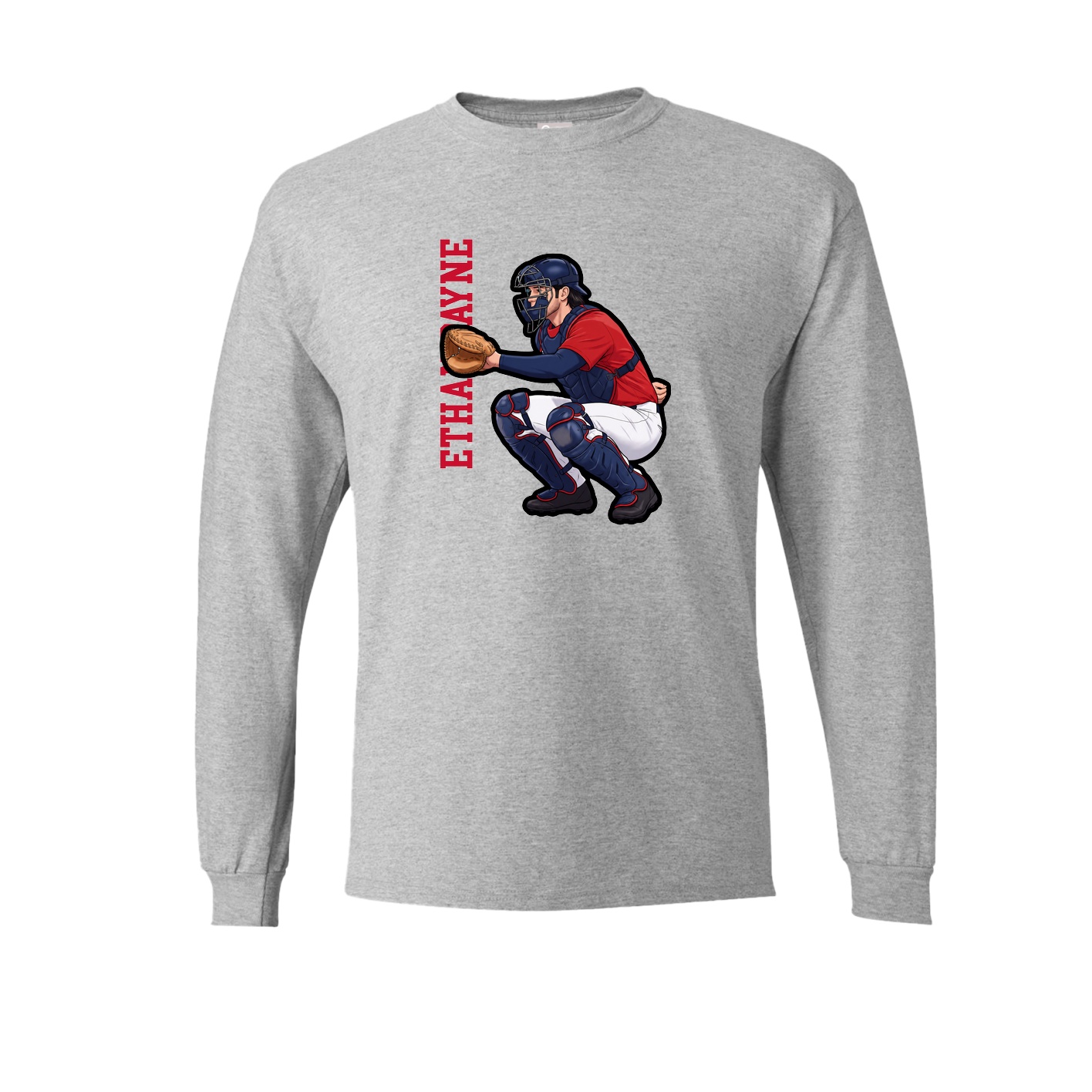Long Sleeve Tee — Name Vertical in Grey
