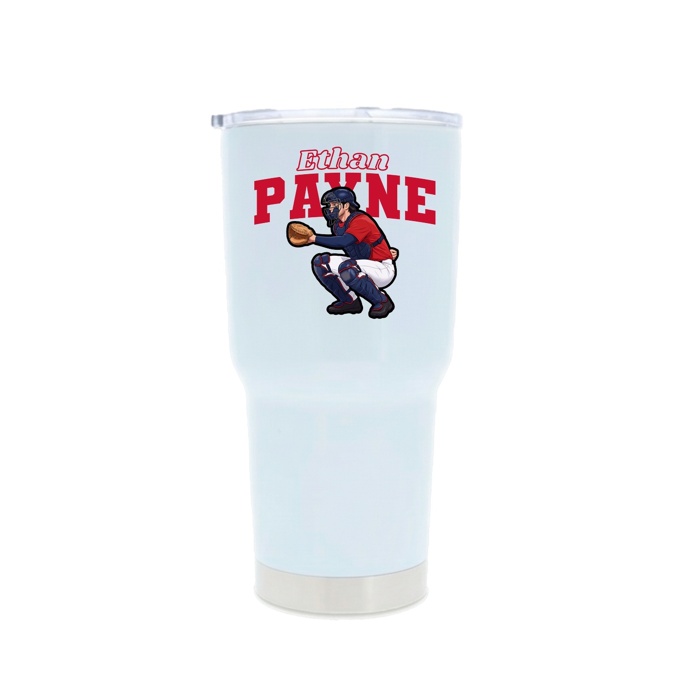 30oz Stainless Steel Tumbler — Name Arch in White