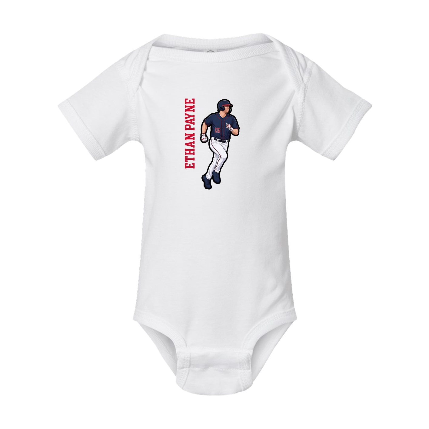 Baby Onesie — Name Vertical in White