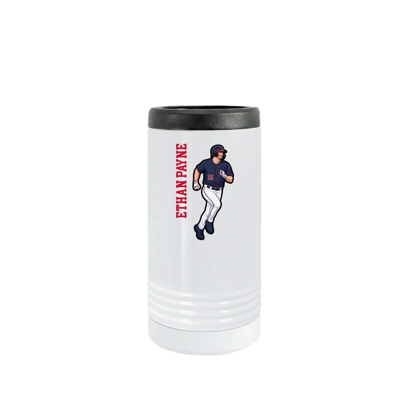 Slim Beverage Holder — Name Vertical in White