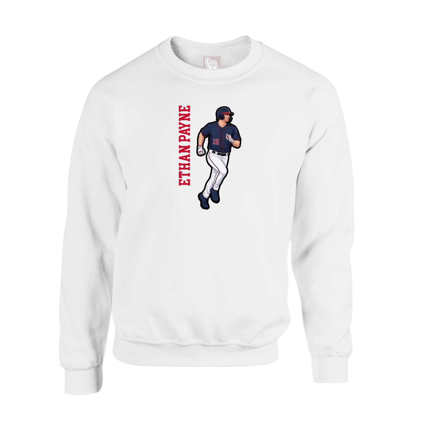 Fleece Crew — Name Vertical in White