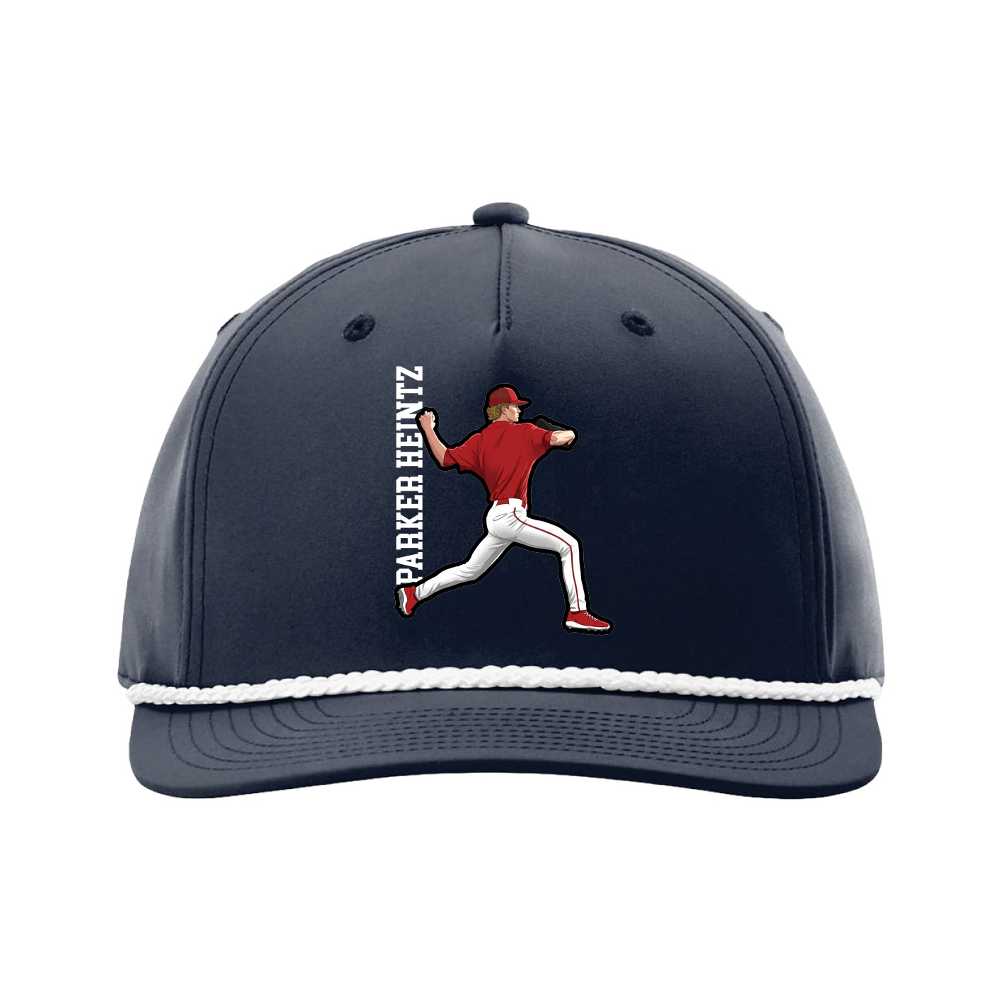 Five-Panel Classic Rope Cap — Name Vertical in Navy