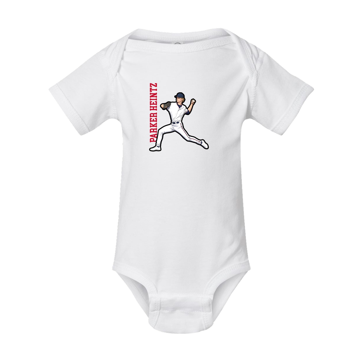 Baby Onesie — Name Vertical in White