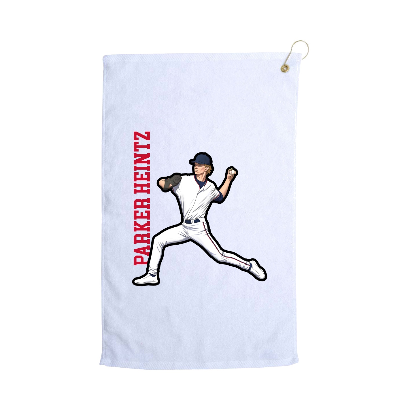 Golf Towel — Name Vertical in White