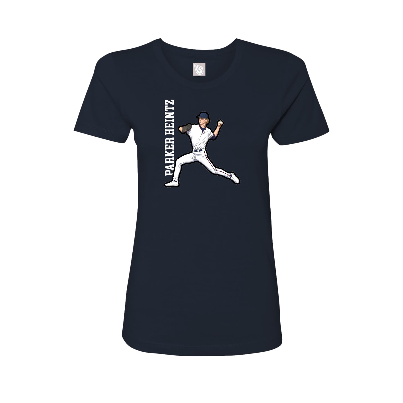 Fitted Women's Tee — Name Vertical in Navy