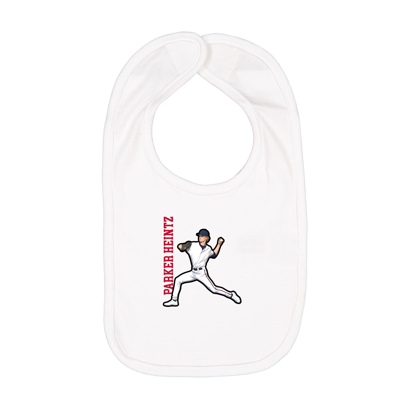 Infant Bib — Name Vertical in White