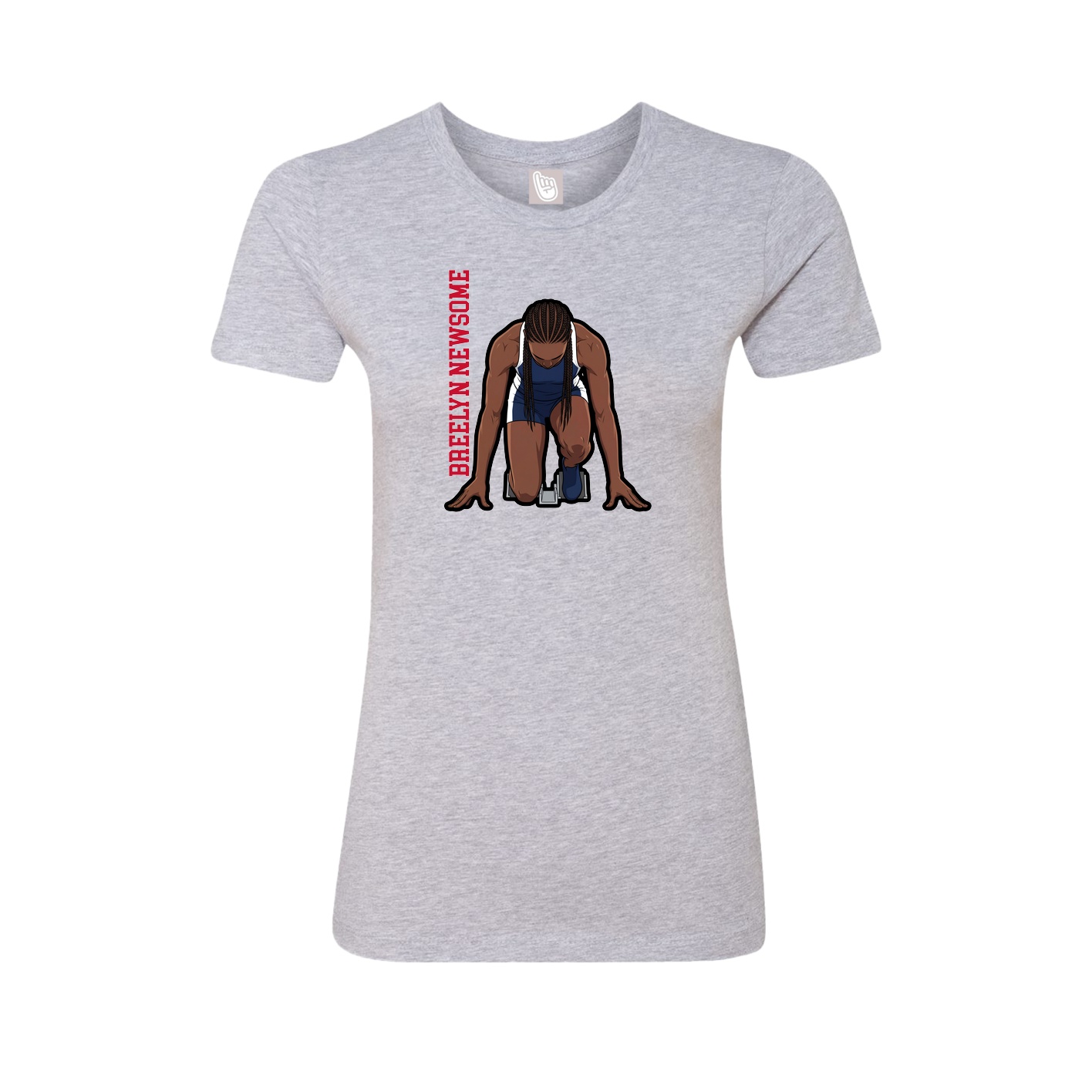 Fitted Women's Tee — Name Vertical in Grey