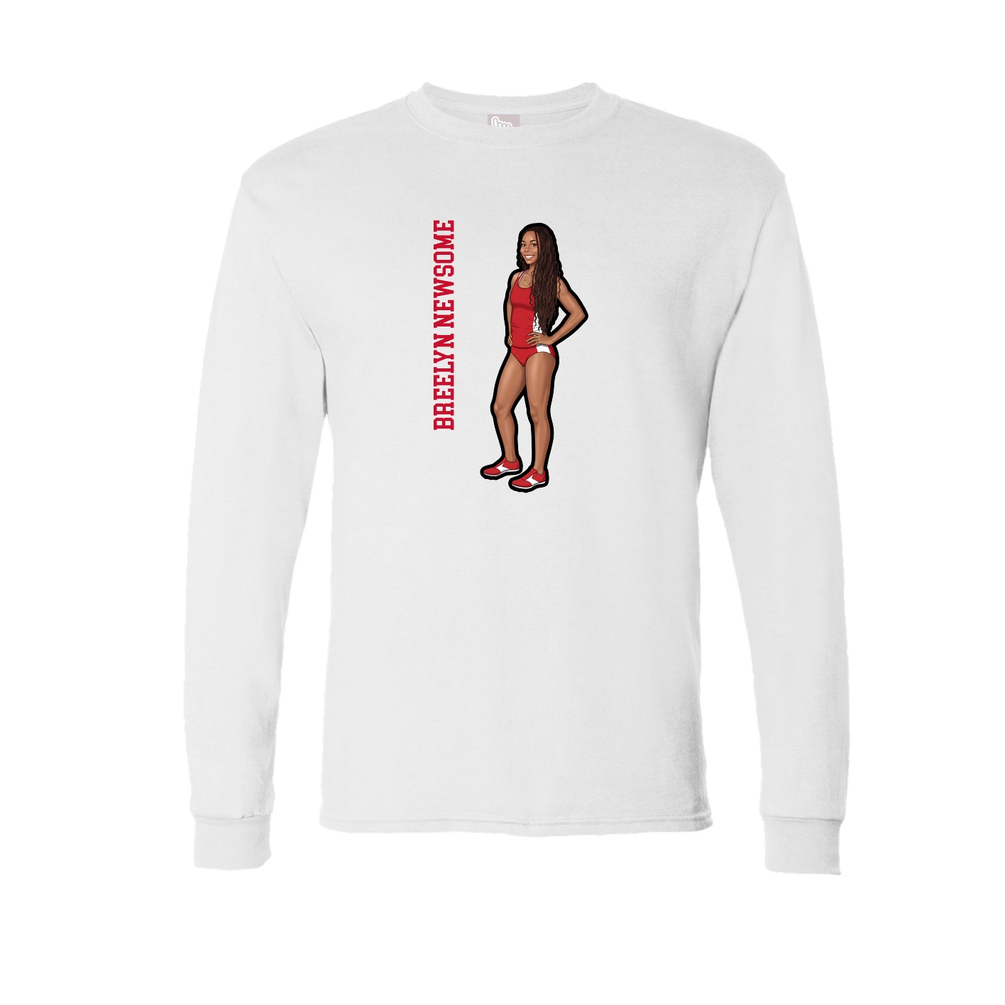 Long Sleeve Tee — Name Vertical in White
