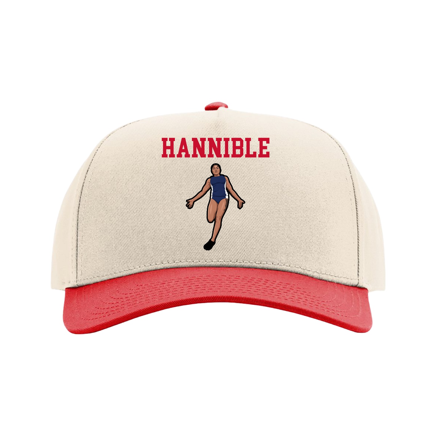 Full Fabric Five-Panel Champ Cap — Shirsey in Cream/Red