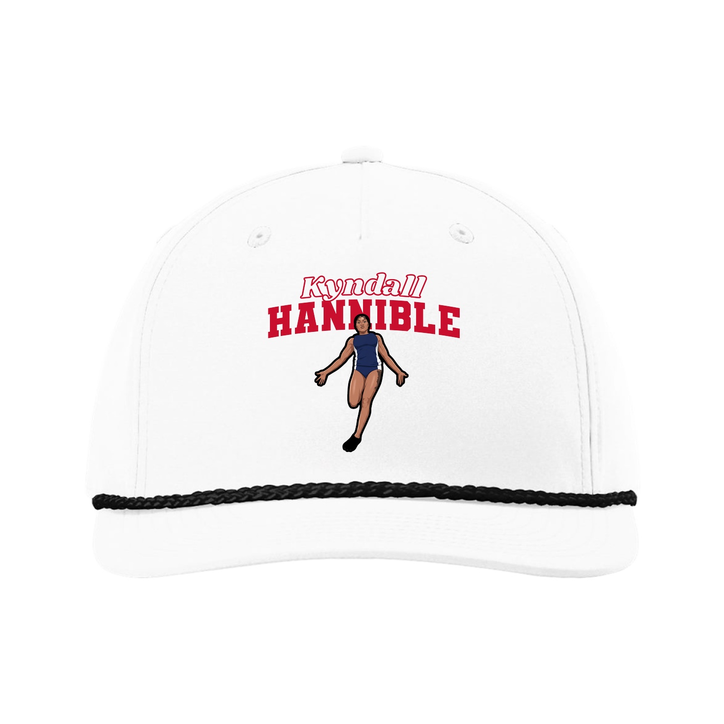 Five-Panel Classic Rope Cap — Name Arch in White