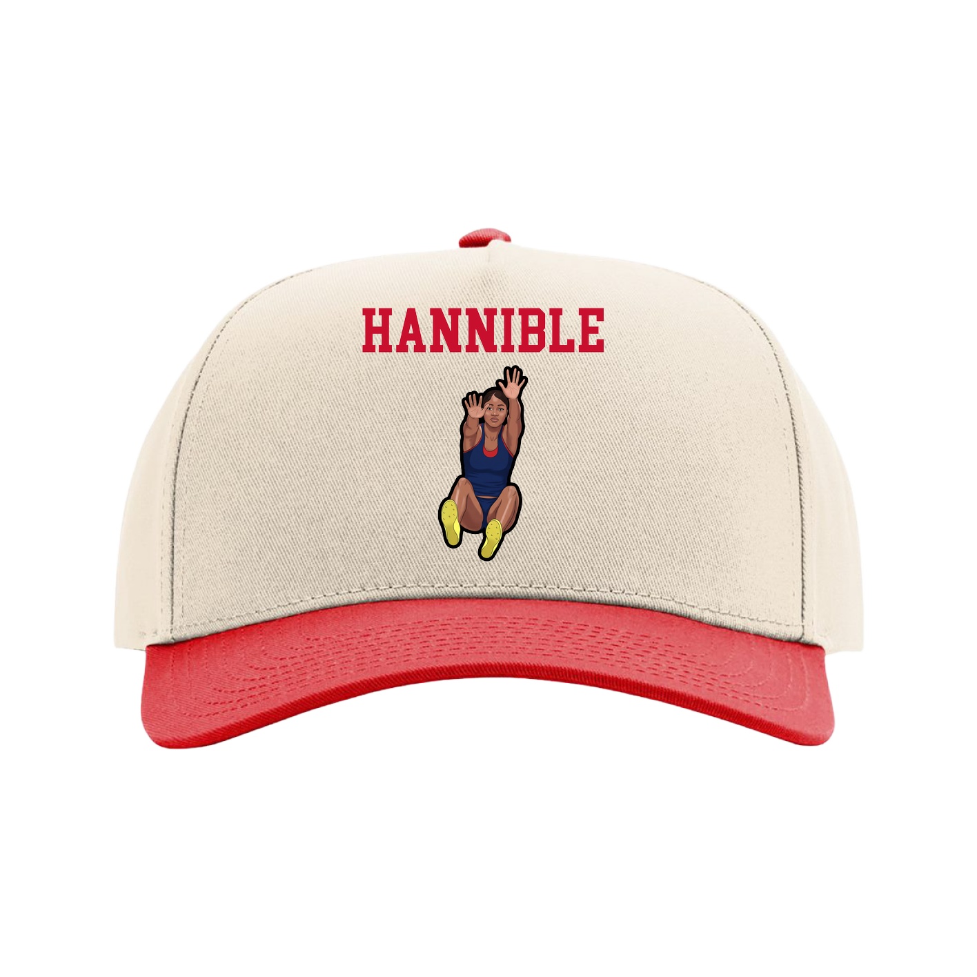 Full Fabric Five-Panel Champ Cap — Shirsey in Cream/Red