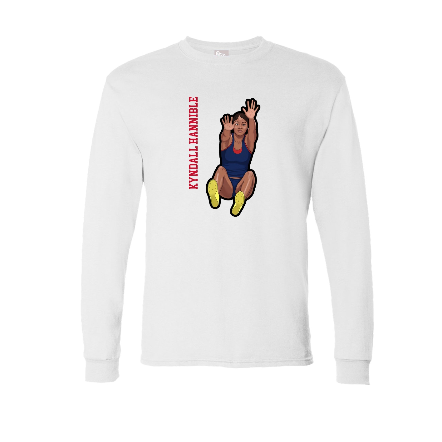 Long Sleeve Tee — Name Vertical in White