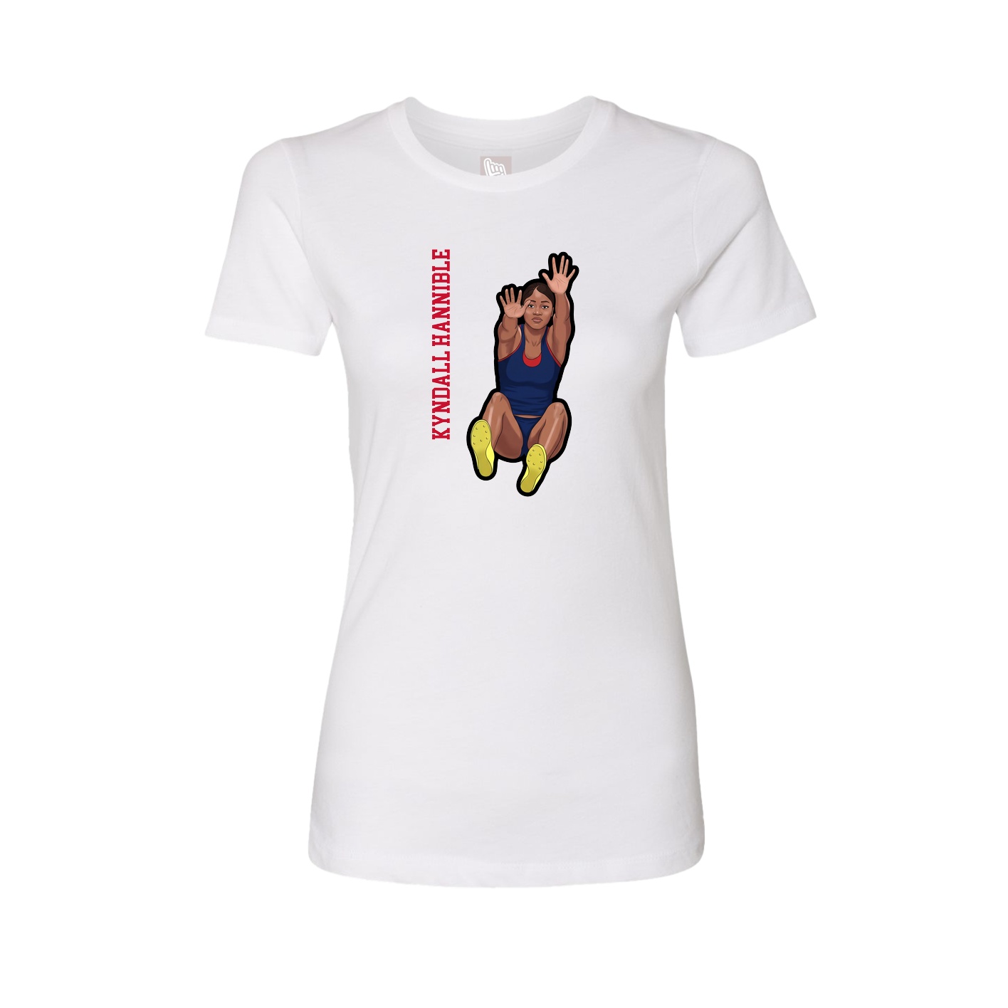 Womens Tee — Name Vertical in White
