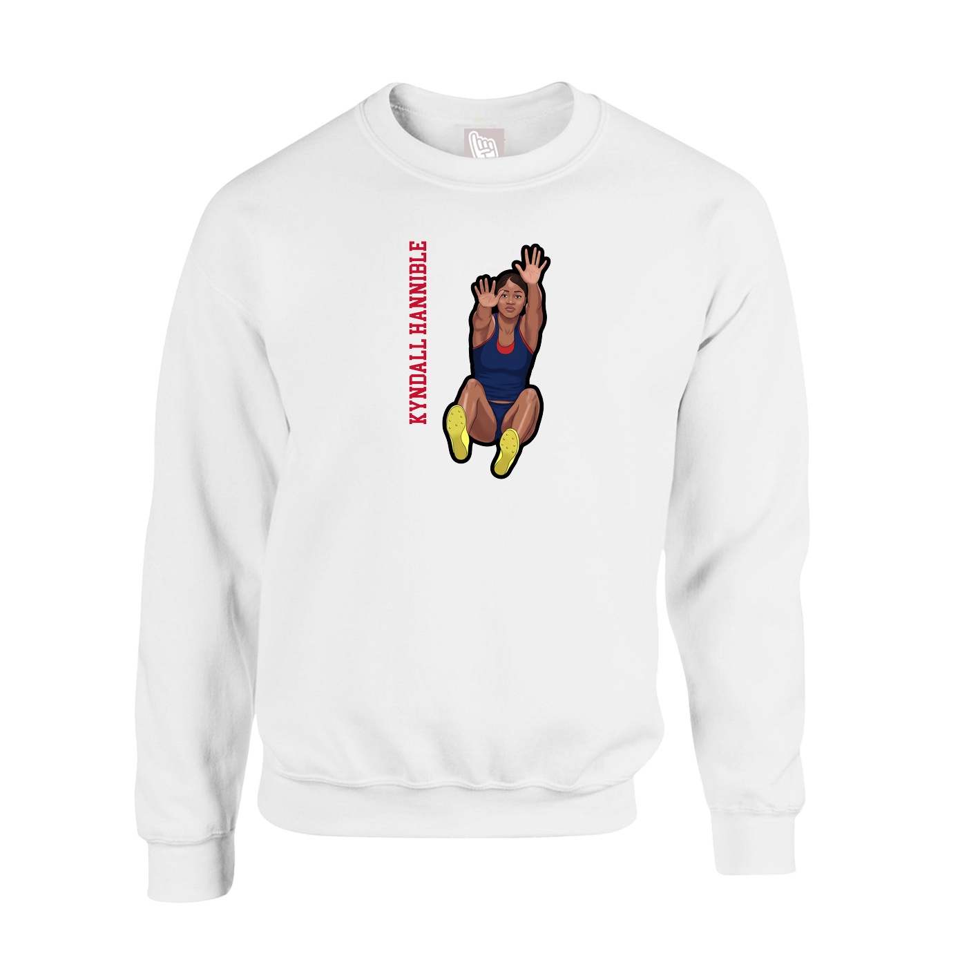 Fleece Crew — Name Vertical in White