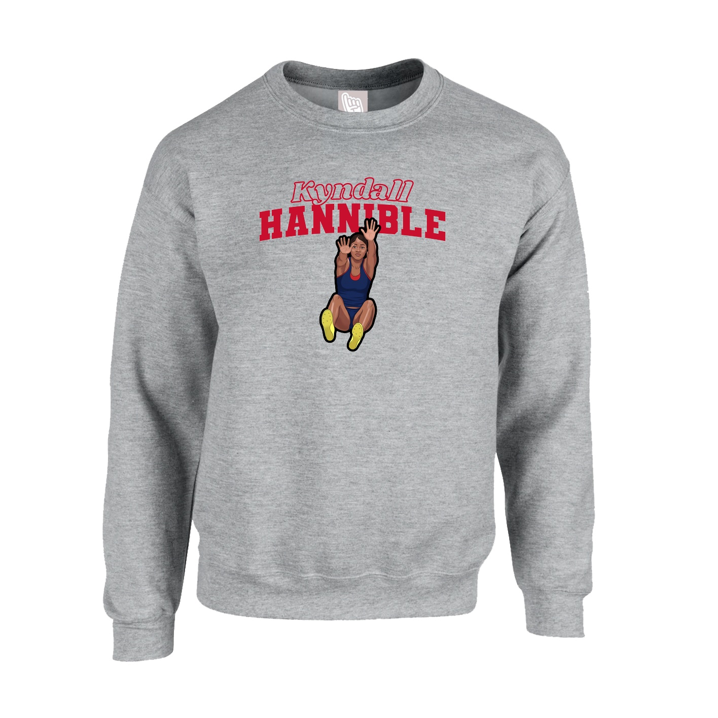 Fleece Crew — Name Arch in Grey