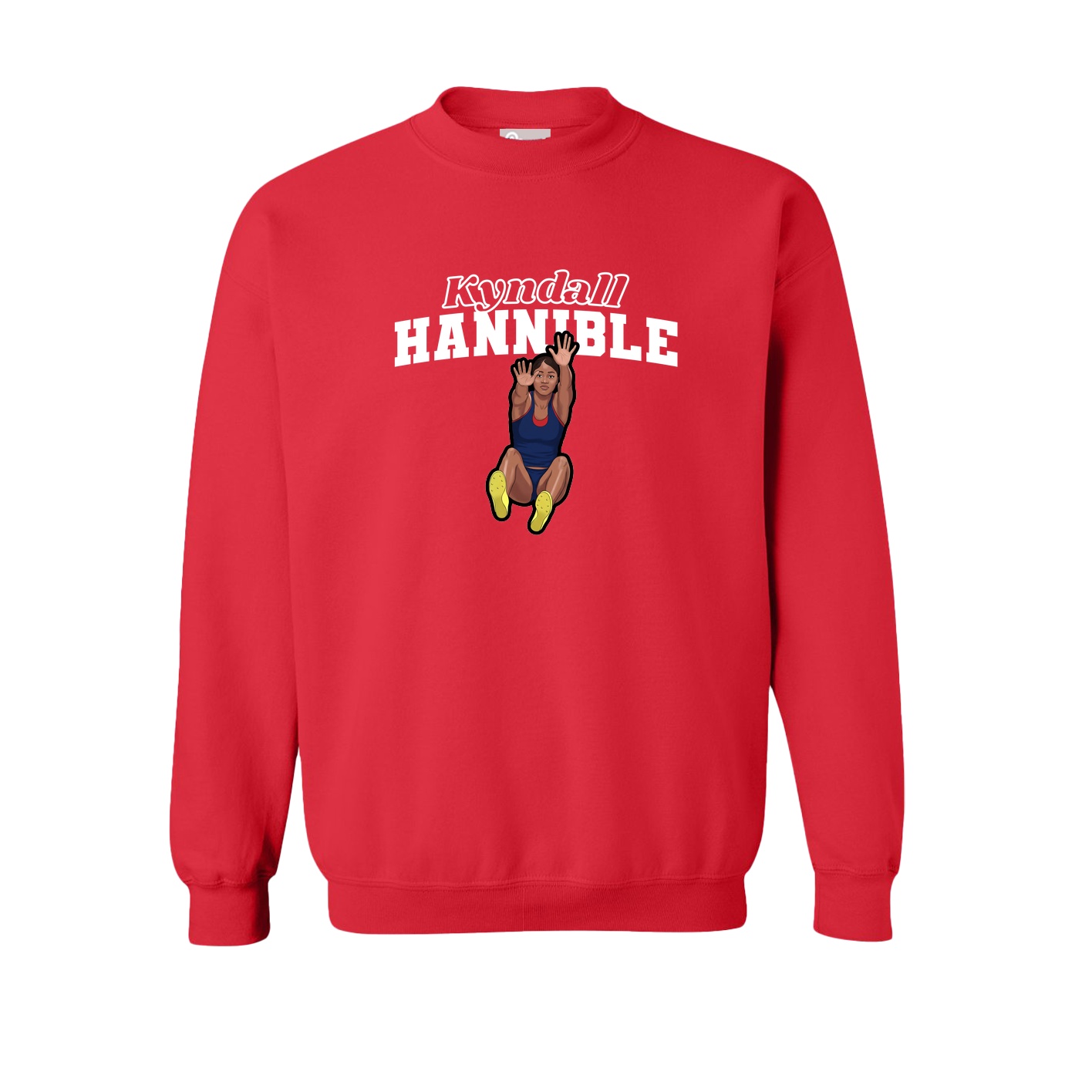 Fleece Crew — Name Arch in Red