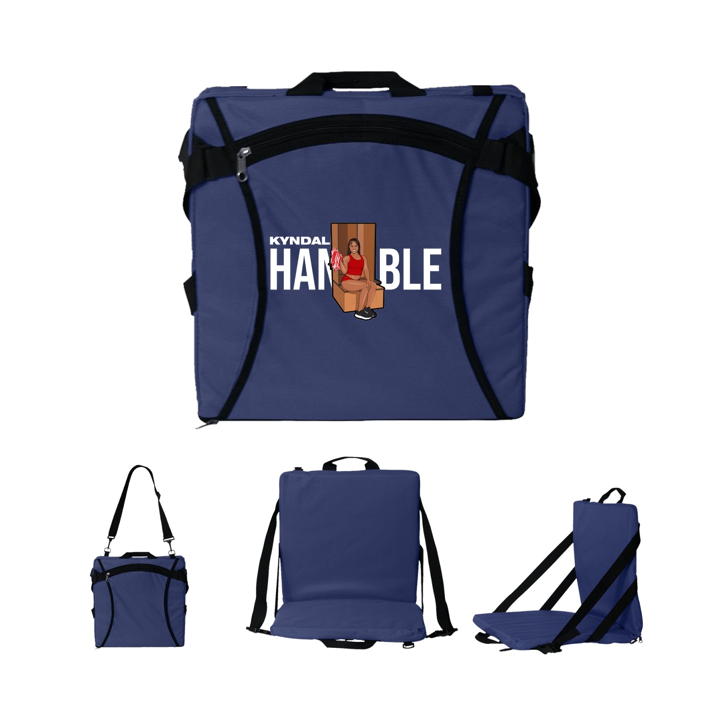 Folding Stadium Seat — Player Name in Navy