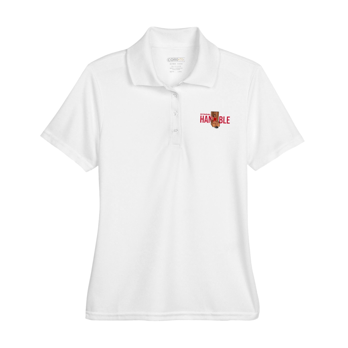 Womens Performance Polo — Player Name in White