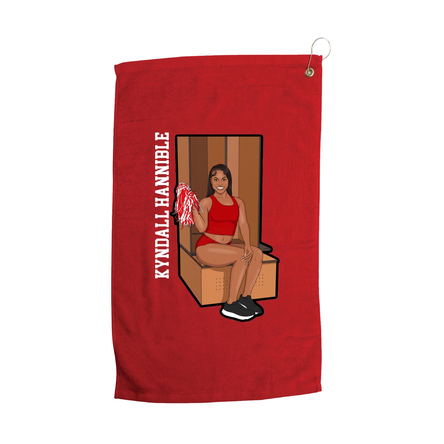 Golf Towel — Name Vertical in Red