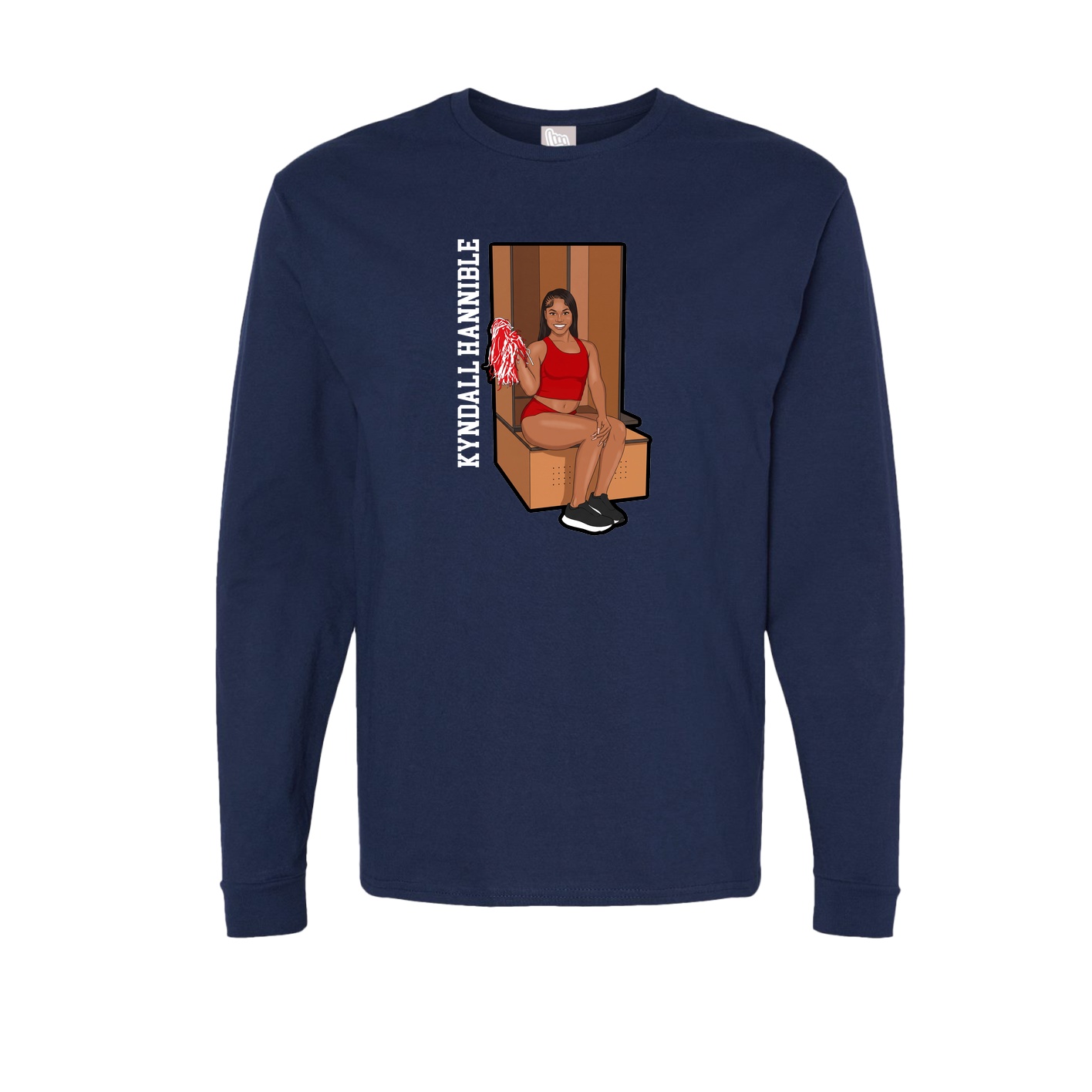 Long Sleeve Tee — Name Vertical in Navy