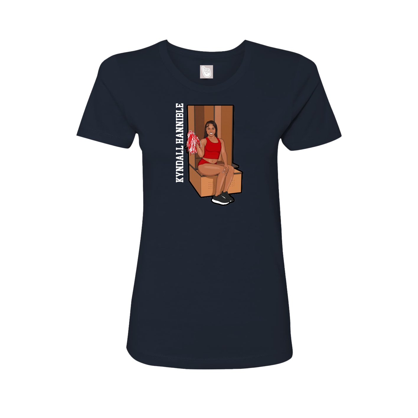 Fitted Women's Tee — Name Vertical in Navy