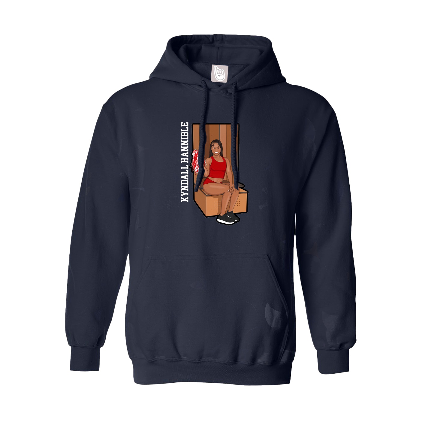 Hoodie — Name Vertical in Navy