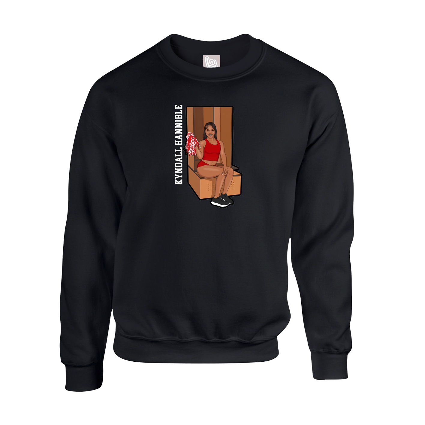 Fleece Crew — Name Vertical in Black