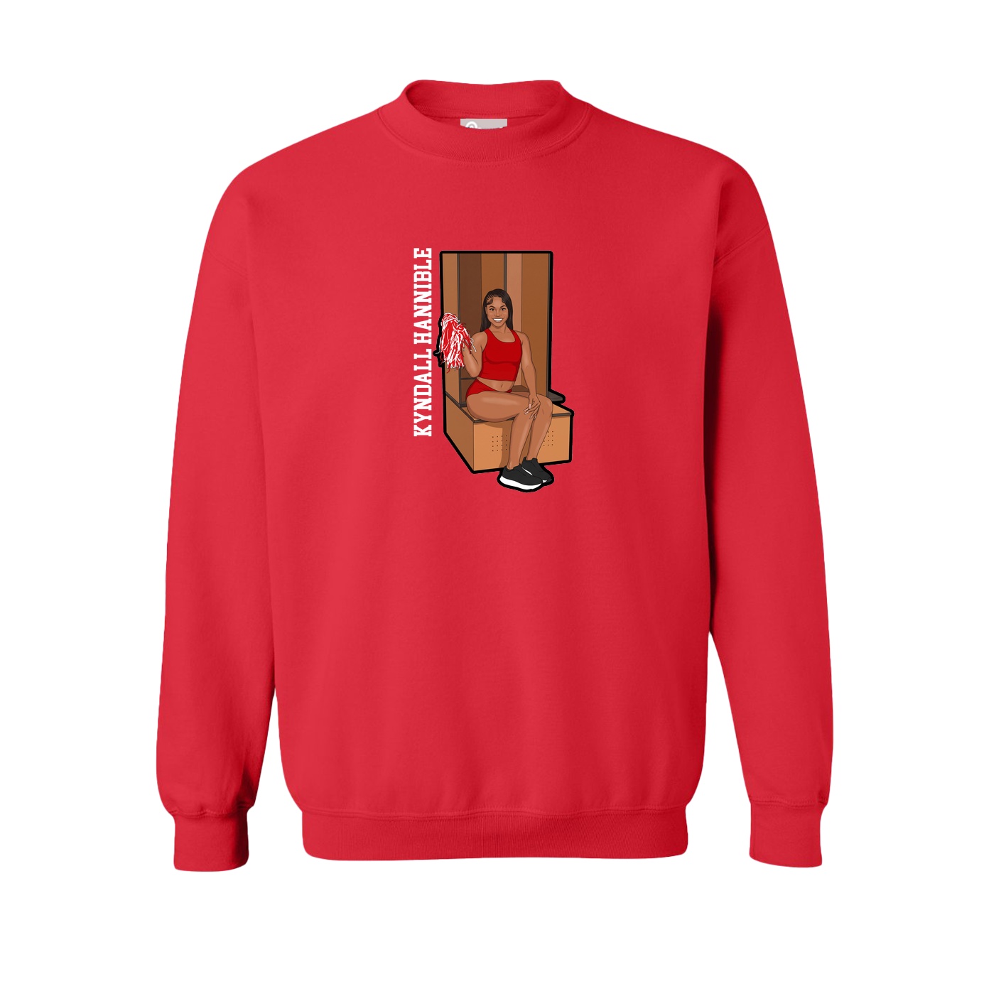 Fleece Crew — Name Vertical in Red