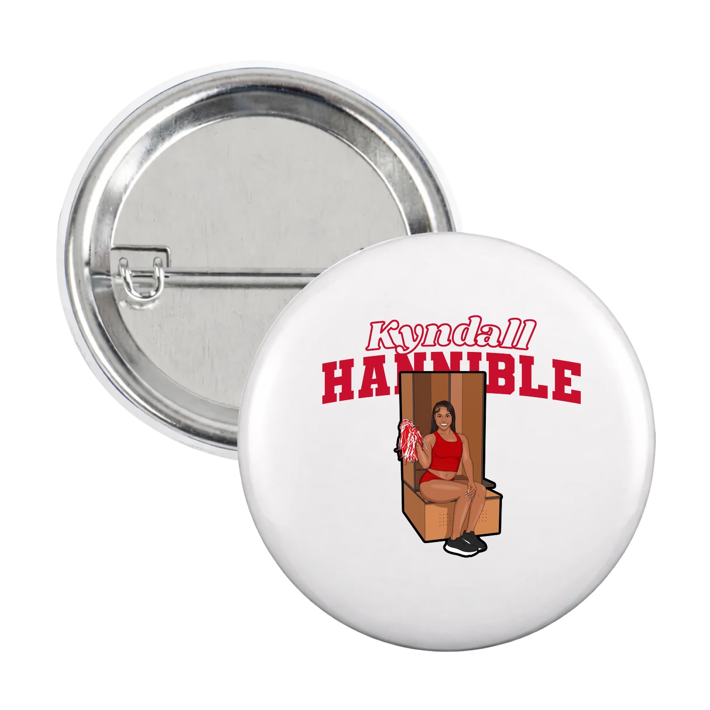Game Day Button — Name Arch in White