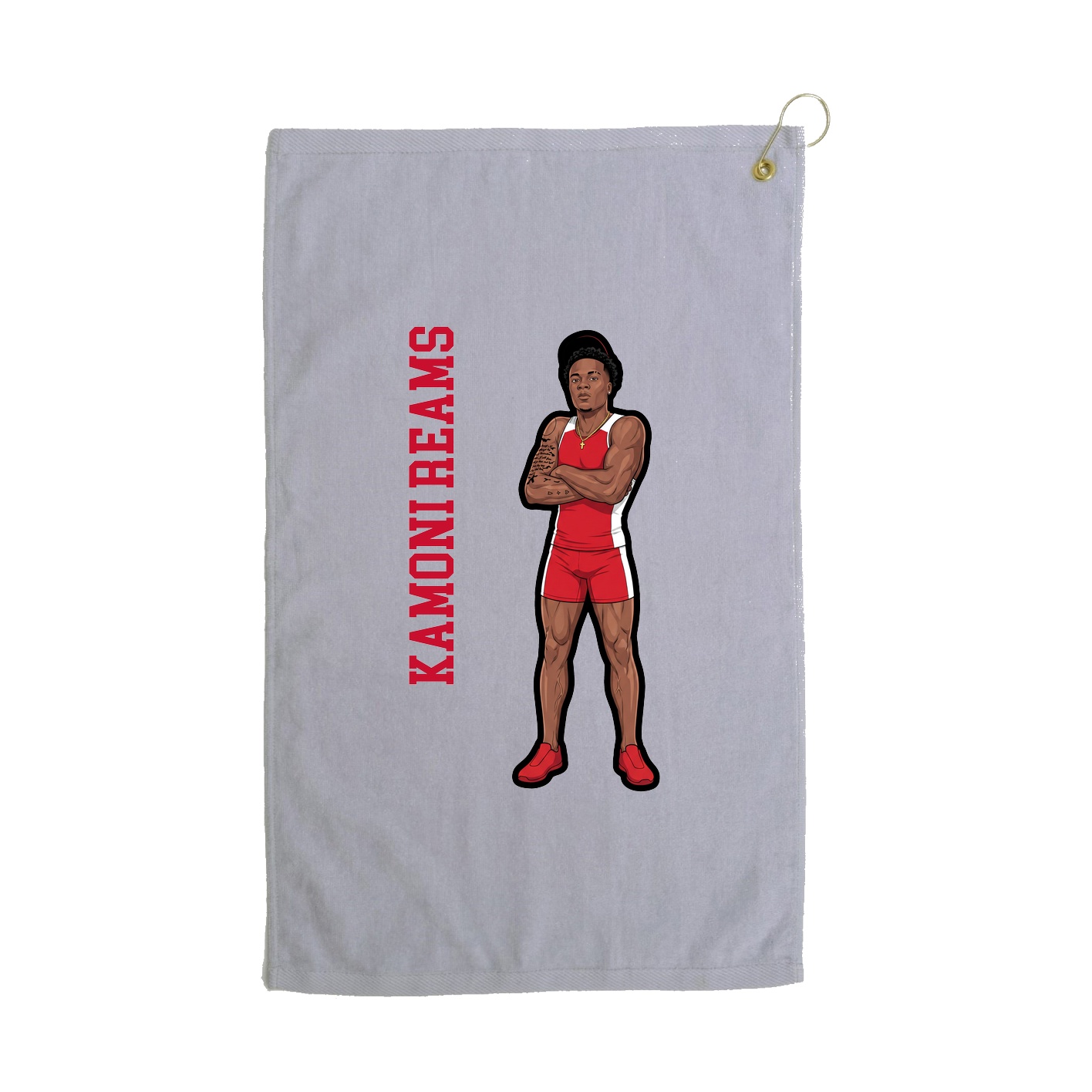 Golf Towel — Name Vertical in Grey