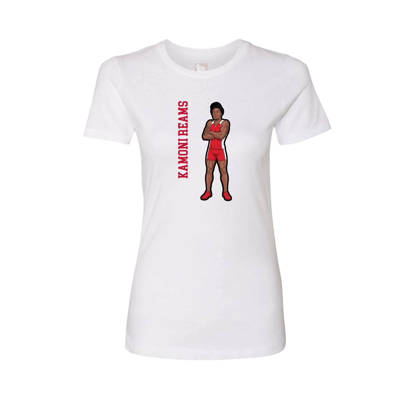 Fitted Women's Tee — Name Vertical in White