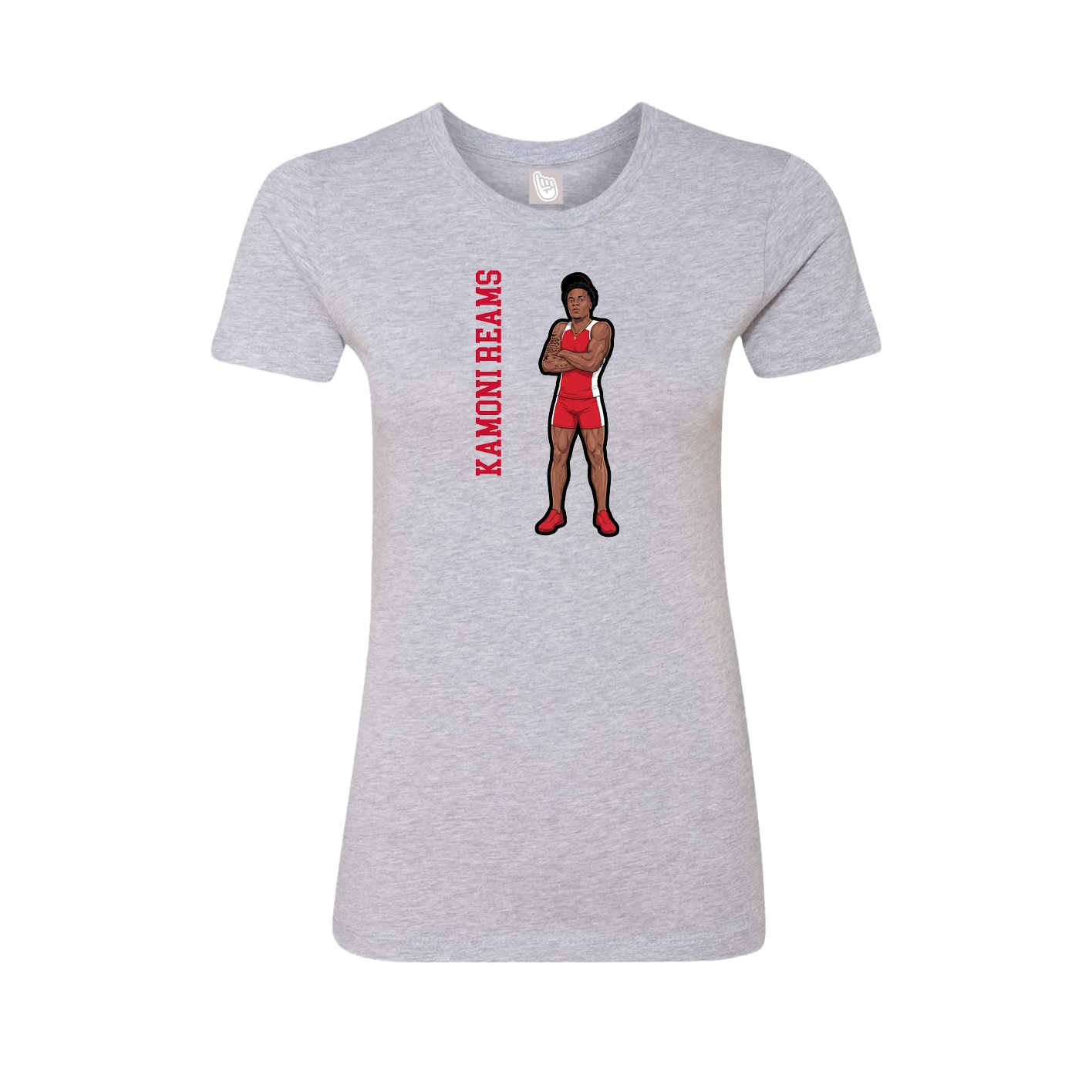 Fitted Women's Tee — Name Vertical in Grey