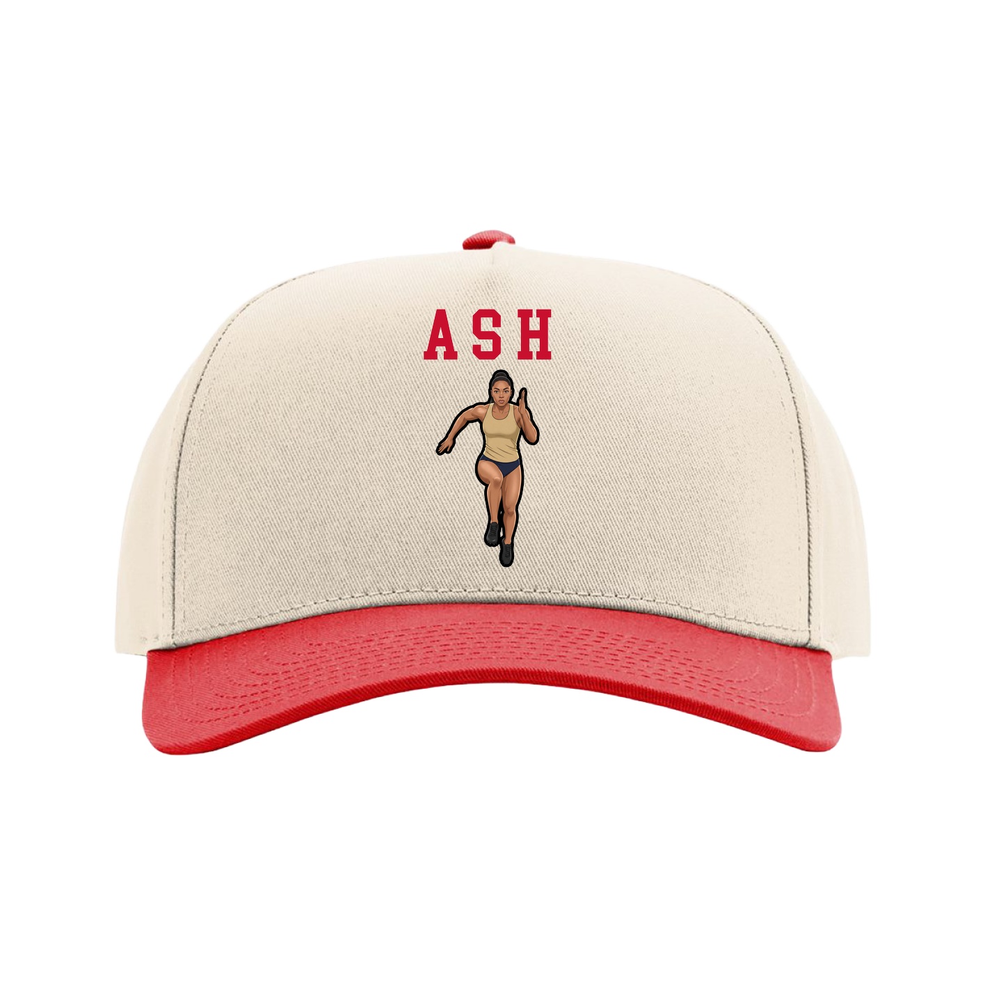 Full Fabric Five-Panel Champ Cap — Shirsey in Cream/Red