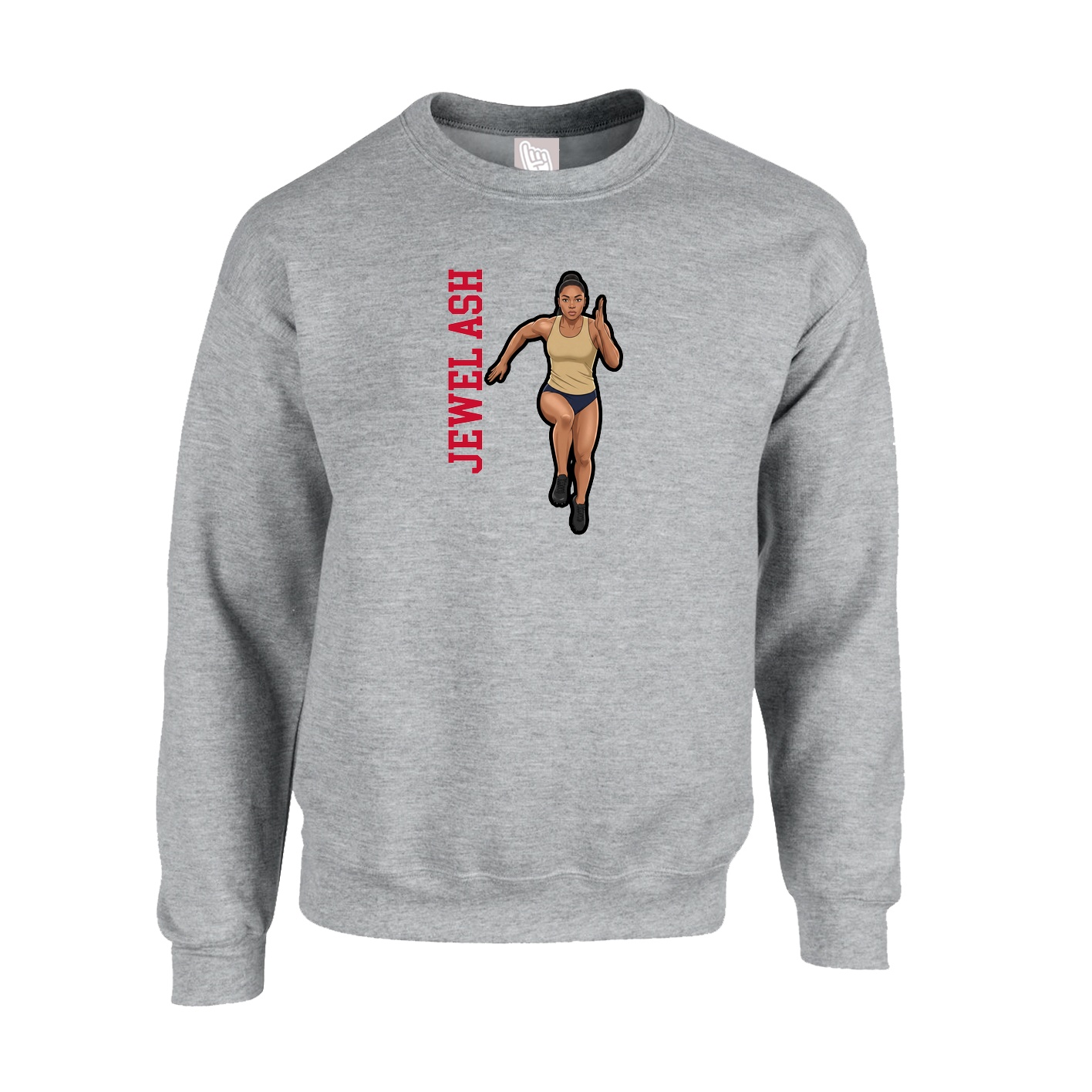Fleece Crew — Name Vertical in Grey