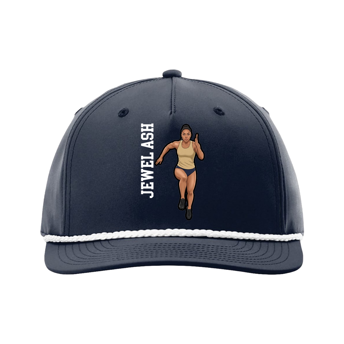 Five-Panel Classic Rope Cap — Name Vertical in Navy