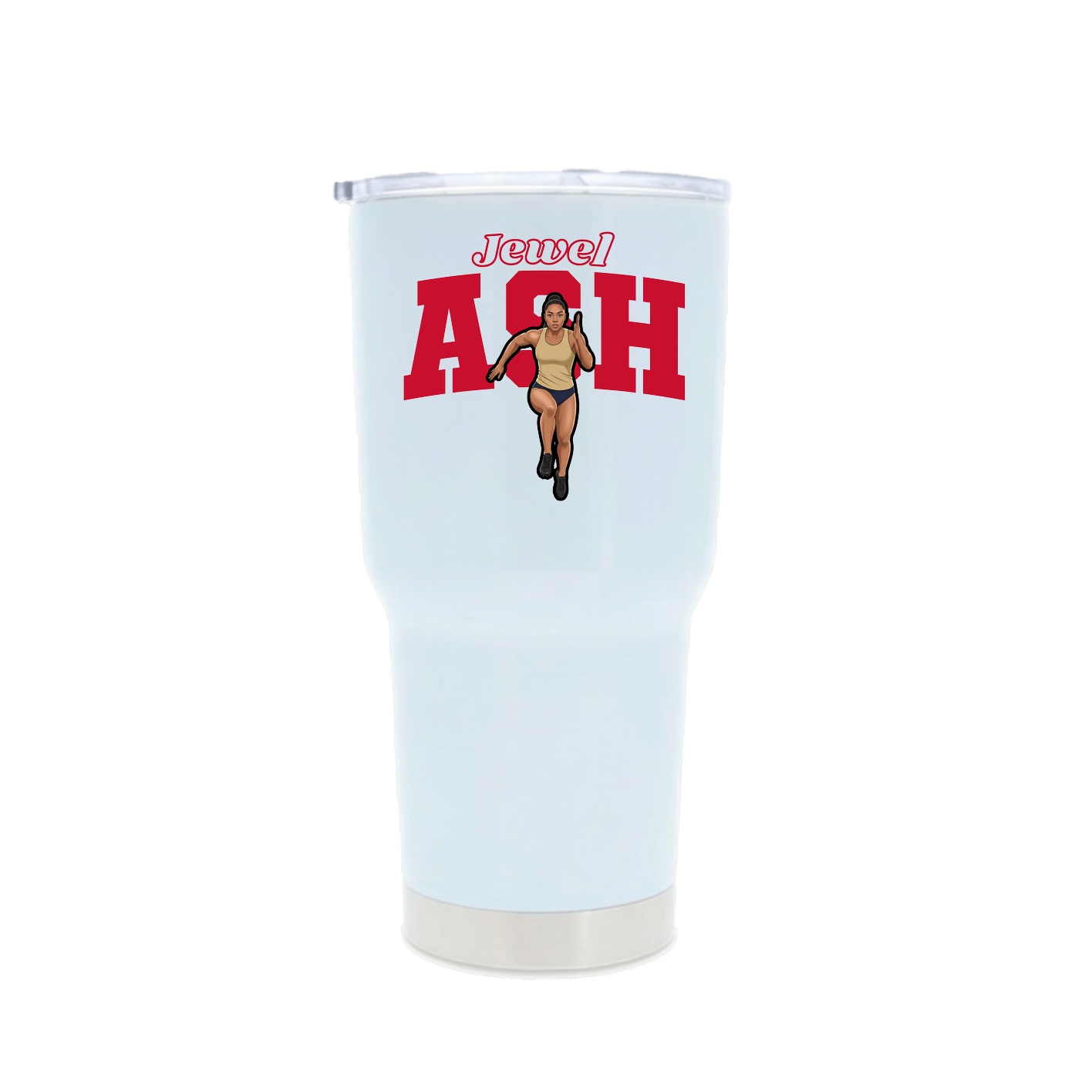 30oz Stainless Steel Tumbler — Name Arch in White