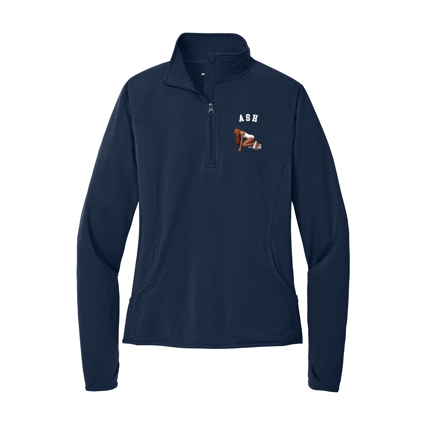 Women's Q-Zip Pullover — Shirsey Arch in Navy