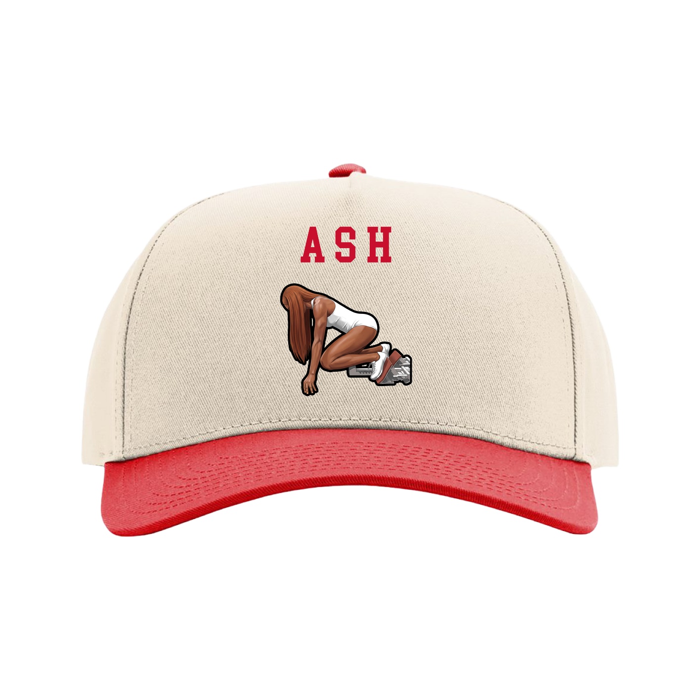 Full Fabric Five-Panel Champ Cap — Shirsey in Cream/Red