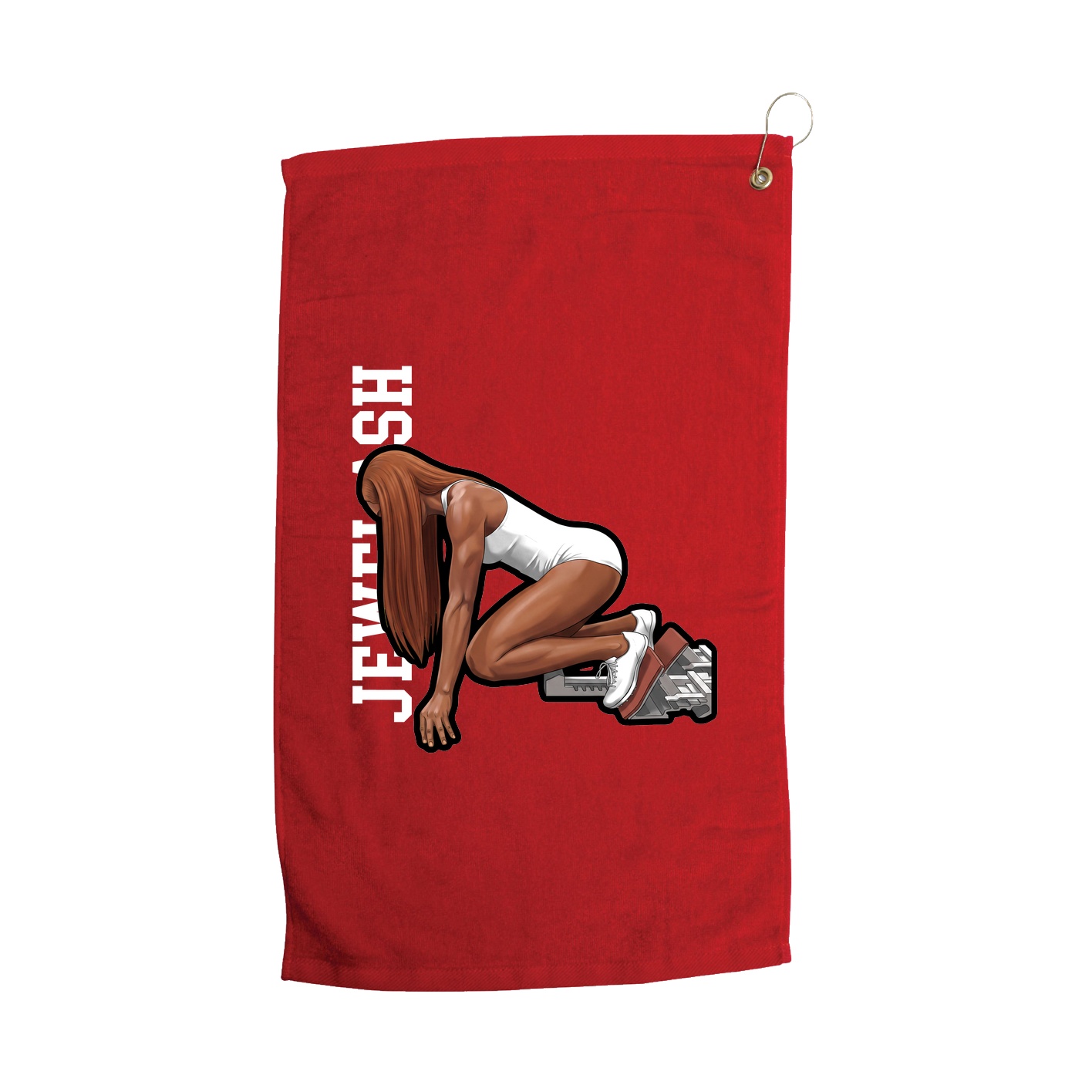 Golf Towel — Name Vertical in Red