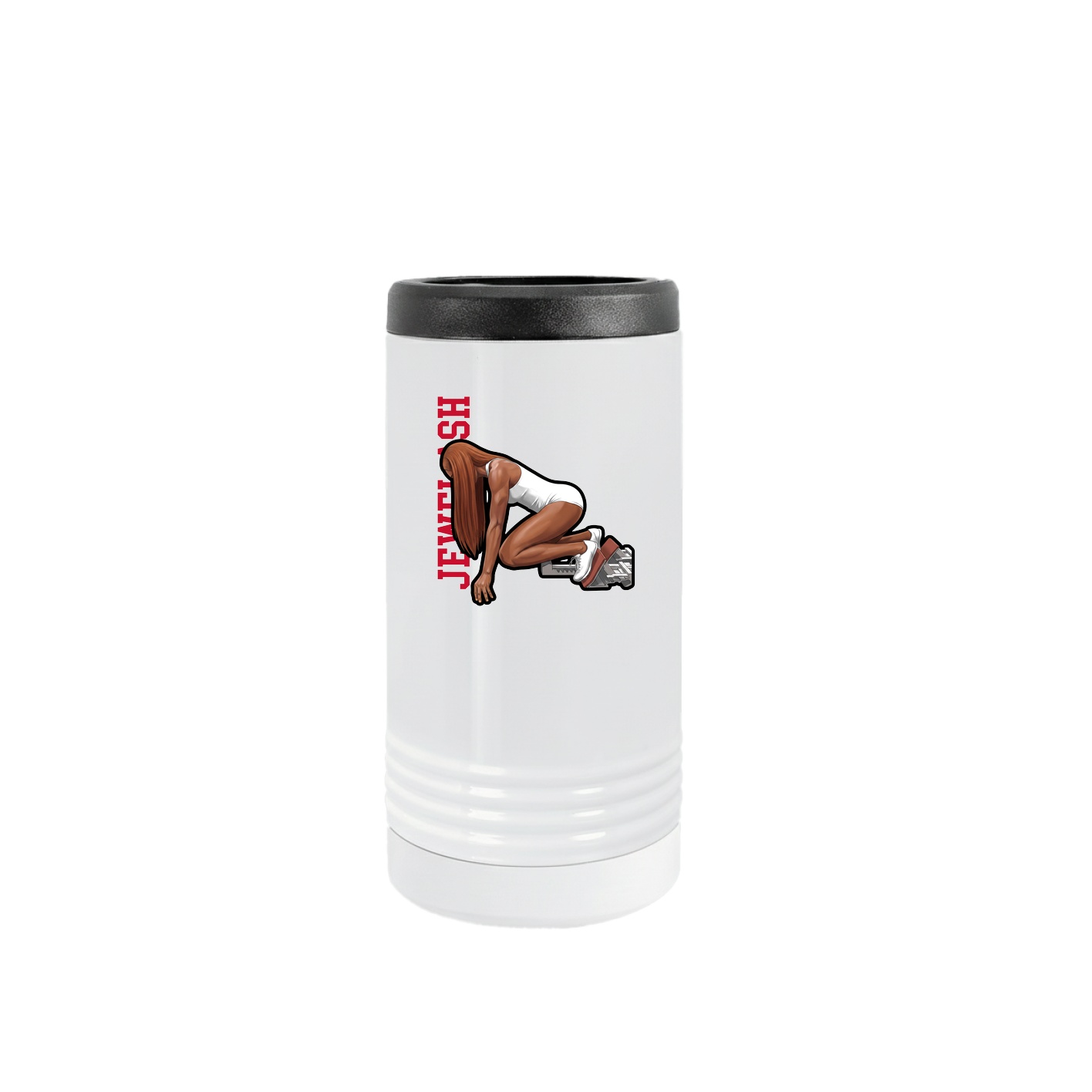 Slim Beverage Holder — Name Vertical in White