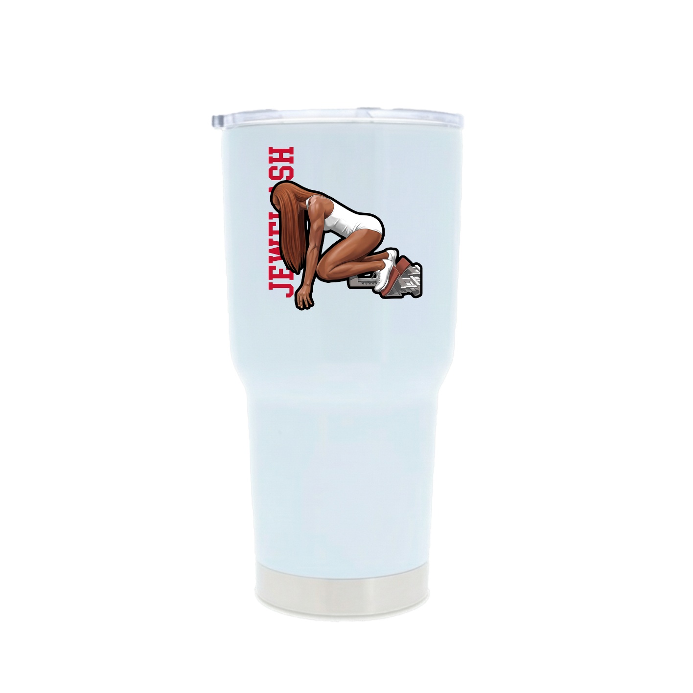 30oz Stainless Steel Tumbler — Name Vertical in White